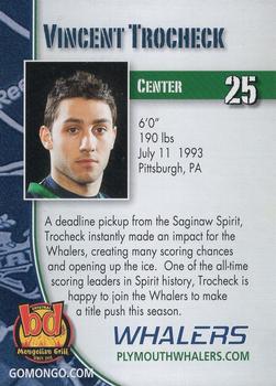 2012-13 BD's Mongolian Grill Plymouth Whalers (OHL) #21 Vincent Trocheck Back