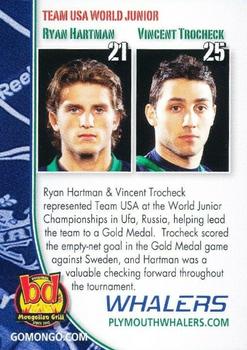 2012-13 BD's Mongolian Grill Plymouth Whalers (OHL) #32 Ryan Hartman / Vincent Trocheck Back
