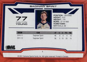 2012-13 Extreme Saginaw Spirit (OHL) #8 Dalton Young Back