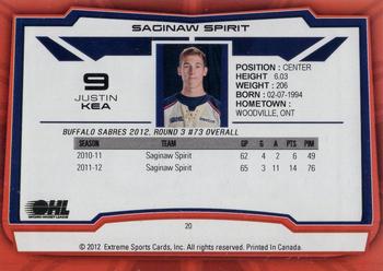 2012-13 Extreme Saginaw Spirit (OHL) #20 Justin Kea Back
