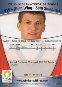 2012-13 Choice Windsor Spitfires (OHL) #9 Sam Studnicka Back