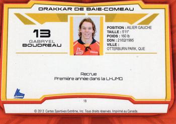 2012-13 Extreme Baie-Comeau Drakkar (QMJHL) #18 Gabryel Boudreau Back