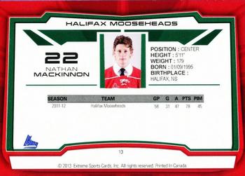2012-13 Extreme Halifax Mooseheads (QMJHL) #13 Nathan MacKinnon Back