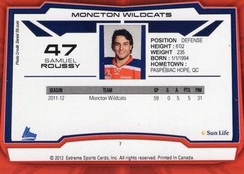 2012-13 Extreme Moncton Wildcats (QMJHL) #7 Samuel Roussy Back