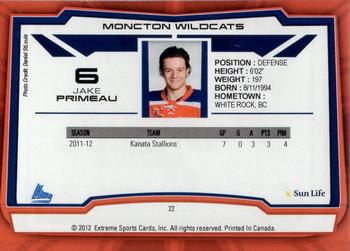 2012-13 Extreme Moncton Wildcats (QMJHL) #22 Jake Primeau Back