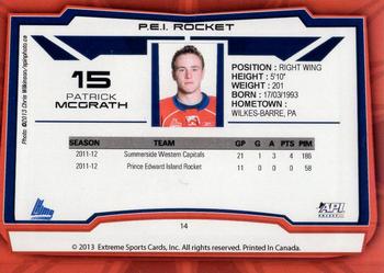 2012-13 Extreme Prince Edward Island Rocket (QMJHL) #14 Patrick McGrath Back