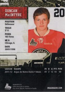2012-13 Imaginaire.com Quebec Remparts (QMJHL) #7 Duncan MacIntyre Back
