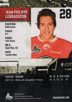 2012-13 Imaginaire.com Quebec Remparts (QMJHL) #10 Jean-Philippe Lebrasseur Back