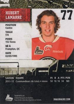2012-13 Imaginaire.com Quebec Remparts (QMJHL) #21 Hubert Lamarre Back