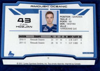 2012-13 Extreme Rimouski Oceanic (QMJHL) #12 Carl Hozjan Back