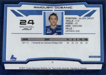 2012-13 Extreme Rimouski Oceanic (QMJHL) #14 Michael Joly Back