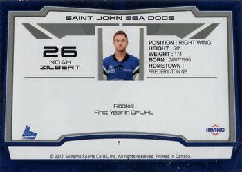 2012-13 Extreme Saint John Sea Dogs (QMJHL) #6 Noah Zilbert Back