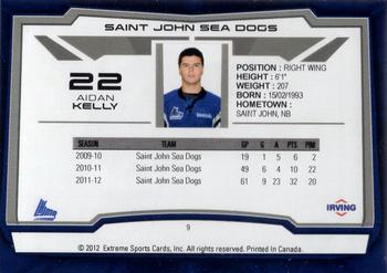 2012-13 Extreme Saint John Sea Dogs (QMJHL) #9 Aidan Kelly Back