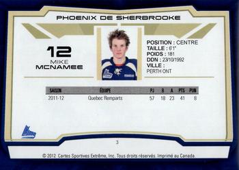 2012-13 Extreme Sherbrooke Phoenix (QMJHL) #3 Mike McNamee Back