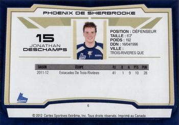 2012-13 Extreme Sherbrooke Phoenix (QMJHL) #6 Jonathan Deschamps Back