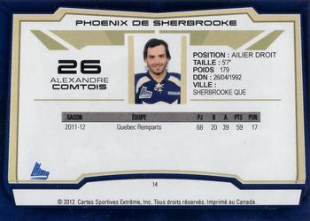 2012-13 Extreme Sherbrooke Phoenix (QMJHL) #14 Alexandre Comtois Back