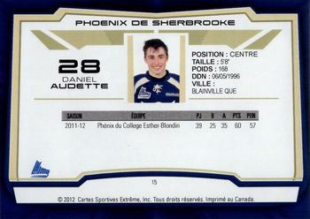 2012-13 Extreme Sherbrooke Phoenix (QMJHL) #15 Daniel Audette Back