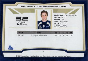 2012-13 Extreme Sherbrooke Phoenix (QMJHL) #17 Carl Neill Back