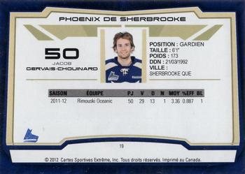 2012-13 Extreme Sherbrooke Phoenix (QMJHL) #19 Jacob Gervais-Chouinard Back
