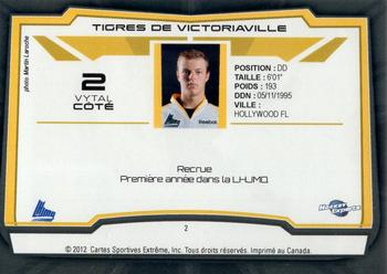 2012-13 Extreme Victoriaville Tigres (QMJHL) #2 Vytal Cote Back