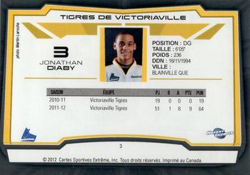 2012-13 Extreme Victoriaville Tigres (QMJHL) #3 Jonathan-Ismael Diaby Back