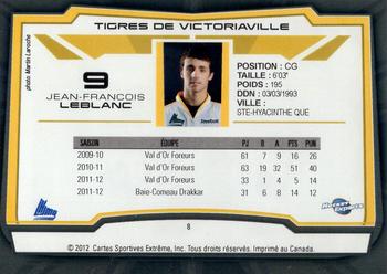 2012-13 Extreme Victoriaville Tigres (QMJHL) #8 Jean-Francois Leblanc Back