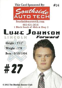 2012-13 Blueline Booster Club Lincoln Stars (USHL) #24 Luke Johnson Back