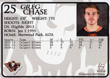 2012-13 Calgary Hitmen (WHL) Booster Club #NNO Greg Chase Back