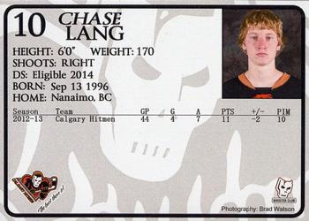 2012-13 Calgary Hitmen (WHL) Booster Club #NNO Chase Lang Back