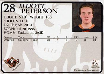 2012-13 Calgary Hitmen (WHL) Booster Club #NNO Elliot Peterson Back
