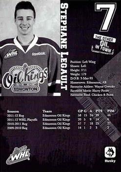 2012-13 Husky Edmonton Oil Kings (WHL) #NNO Stephane Legault Back