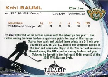 2012-13 Grandstand Everett Silvertips (WHL) #NNO Kohl Bauml Back