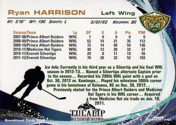 2012-13 Grandstand Everett Silvertips (WHL) #NNO Ryan Harrison Back