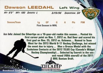 2012-13 Grandstand Everett Silvertips (WHL) #NNO Dawson Leedahl Back
