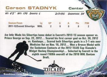 2012-13 Grandstand Everett Silvertips (WHL) #NNO Carson Stadnyk Back