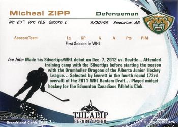 2012-13 Grandstand Everett Silvertips (WHL) #NNO Michael Zipp Back