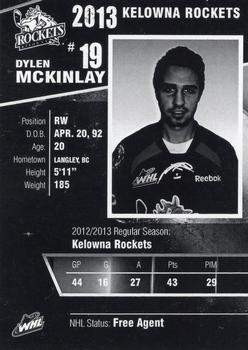 2012-13 Kelowna Rockets (WHL) #NNO Dylen McKinlay Back