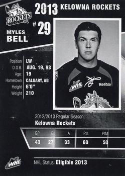 2012-13 Kelowna Rockets (WHL) #NNO Myles Bell Back