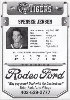 2012-13 Medicine Hat Tigers (WHL) #NNO Spenser Jensen Back