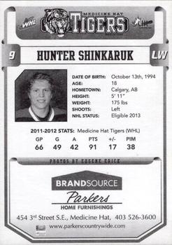 2012-13 Medicine Hat Tigers (WHL) #NNO Hunter Shinkaruk Back