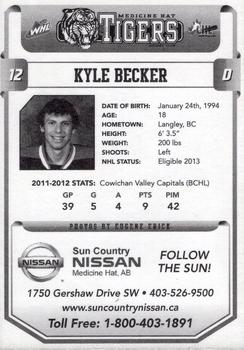 2012-13 Medicine Hat Tigers (WHL) #NNO Kyle Becker Back