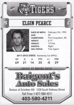 2012-13 Medicine Hat Tigers (WHL) #NNO Elgin Pearce Back