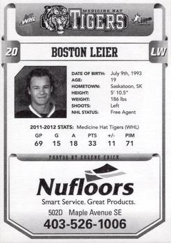 2012-13 Medicine Hat Tigers (WHL) #NNO Boston Leier Back