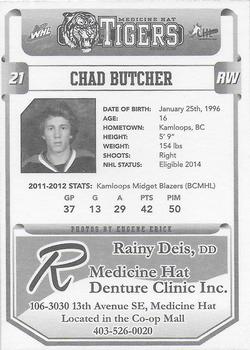 2012-13 Medicine Hat Tigers (WHL) #NNO Chad Butcher Back