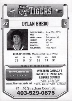 2012-13 Medicine Hat Tigers (WHL) #NNO Dylan Bredo Back