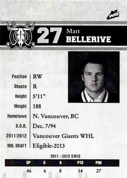 2012-13 Red Deer Rebels (WHL) #2 Matt Bellerive Back
