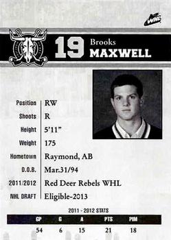 2012-13 Red Deer Rebels (WHL) #8 Brooks Maxwell Back