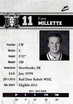 2012-13 Red Deer Rebels (WHL) #11 Cory Millette Back