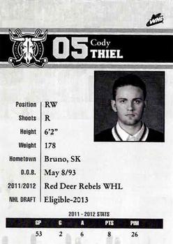 2012-13 Red Deer Rebels (WHL) #14 Cody Thiel Back
