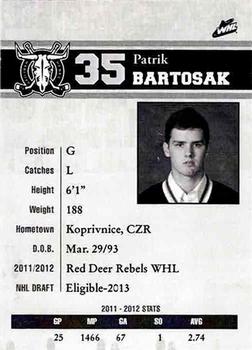 2012-13 Red Deer Rebels (WHL) #23 Patrik Bartosak Back